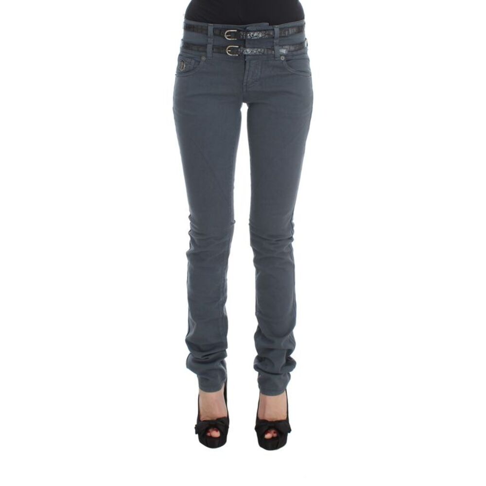 John Galliano Blue Cotton Blend Slim Fit High Waist Women's Jeans